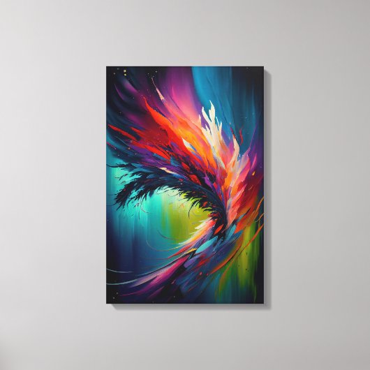Zeitgenössische Abstrakte Regenbogenmalerei Leinwanddruck (Vorderseite)
