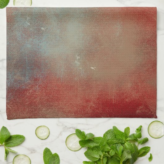 Zeitgenössische Abstrakte rote blaue Farbe Geschirrtuch (Gefaltet)