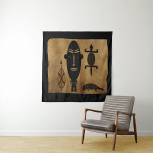 Zeitgenössische abstrakte Vintage-afrikanische Sta Wandteppich