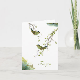 Zeitgenössische Aquarell-Vögel auf Beerenzweigen Karte