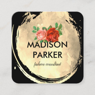 Zeitgenössische Aquarellgoldbrushed-Rose Quadratische Visitenkarte