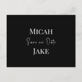 Zeitgenössische B/W Hochzeit Rettete unser Datum Postkarte (Vorderseite)