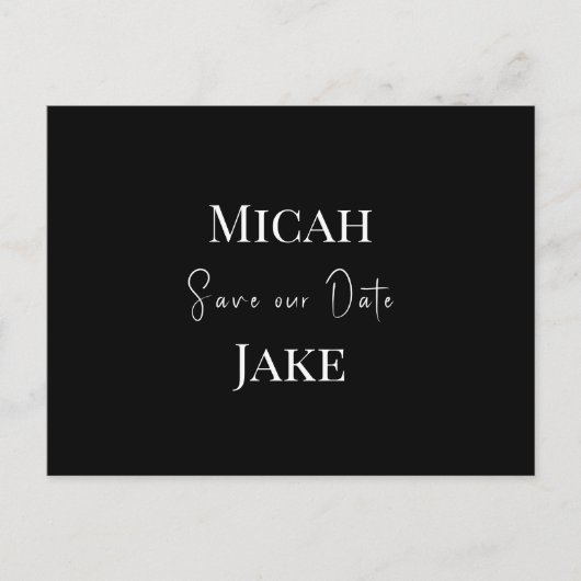 Zeitgenössische B/W Hochzeit Rettete unser Datum Postkarte (Vorderseite)