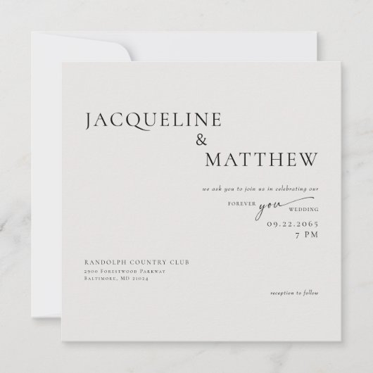 Zeitgenössische Beige für immer Ihr Platz Hochzeit Einladung (Vorderseite)