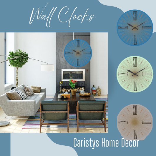 Zeitgenössische blaue Aquamarine römische Zahlen g Große Wanduhr