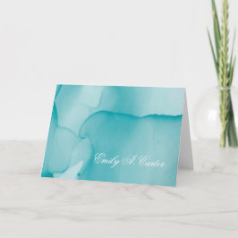 Zeitgenössische blaue Aquarelltinte geklappt Karte