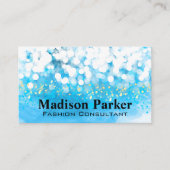 Zeitgenössische blaue Farbe | Glitzer Bokeh Visitenkarte (Vorderseite)