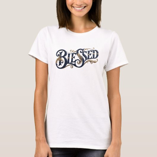 Zeitgenössische BLESSED Kunstkomposition T-Shirt (Vorderseite)