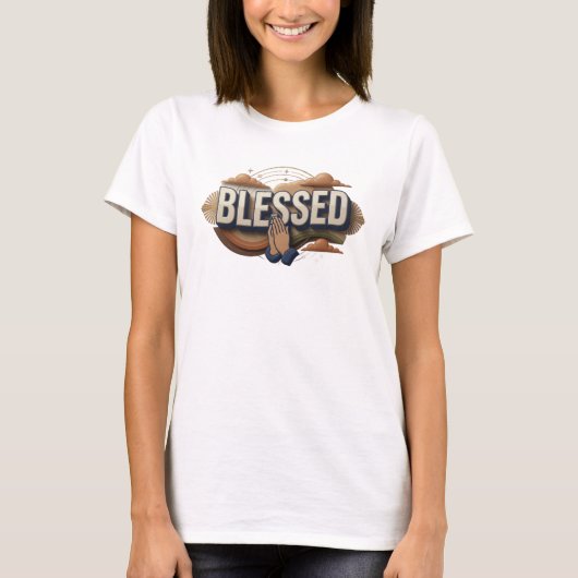 Zeitgenössische BLESSED-Stil-Aussage T-Shirt (Vorderseite)