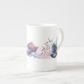 Zeitgenössische Blue Hydrangea Floral Bone China T Porzellantasse (Vorderseite Rechts)