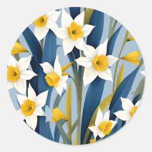 Zeitgenössische Blume Runder Aufkleber
