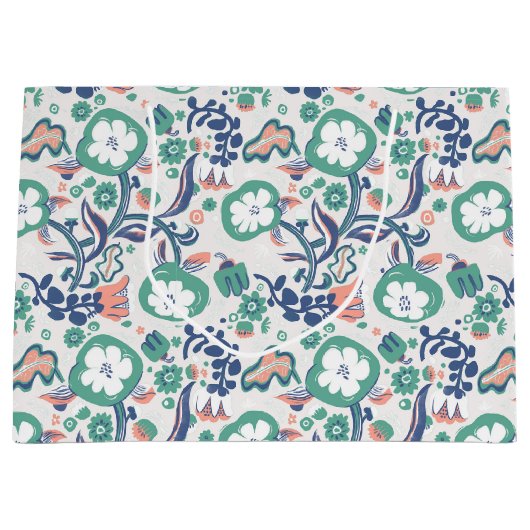 Zeitgenössische Blumendoodle drucken Große Geschenktüte (Vorderseite)