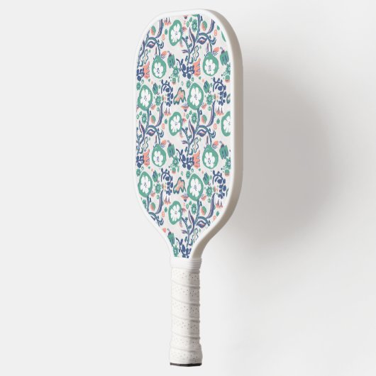Zeitgenössische Blumendoodle drucken Pickleball Schläger (Links)