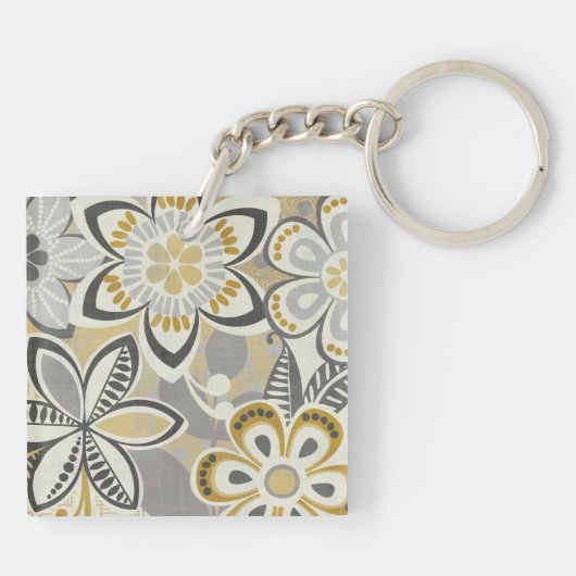 Zeitgenössische Blumenmuster Schlüsselanhänger (Rückseite)