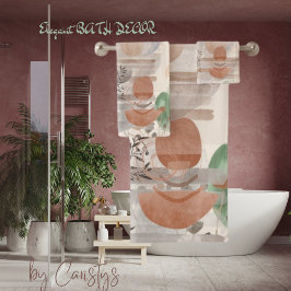 Zeitgenössische Boho Earth Tones Pflanze Leben Han Badhandtuch Set