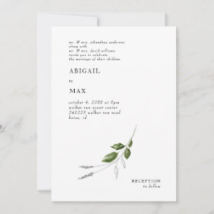 Zeitgenössische botanische Hochzeit Einladung