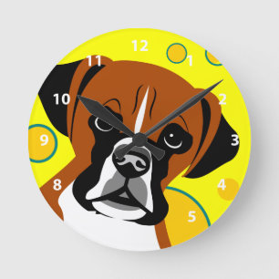Zeitgenössische Boxer-Hundegeschenke Runde Wanduhr
