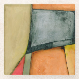 Zeitgenössische bunte geometrische Formen Glasuntersetzer