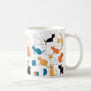 Zeitgenössische Cat Art Cat Silhouetten Tasse