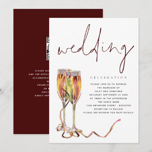 Zeitgenössische Champagnerflöten Hochzeit Einladung