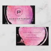 Zeitgenössische Chic-Aquarell mit Monogramm gebürs Visitenkarte (Vorne/Hinten)