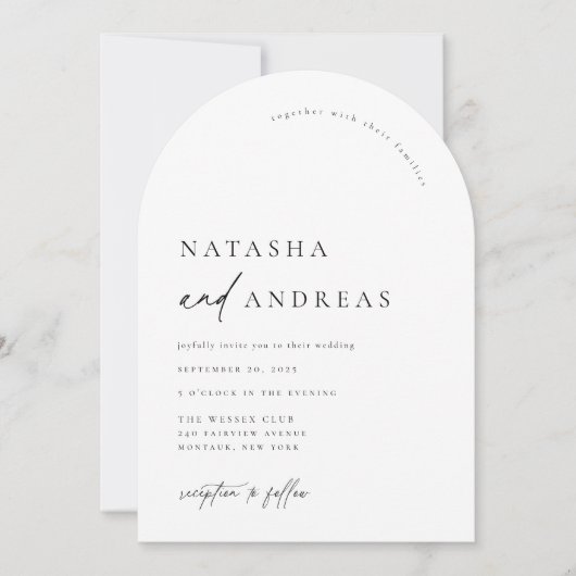 Zeitgenössische Chic Arch Hochzeit Einladung (Vorderseite)