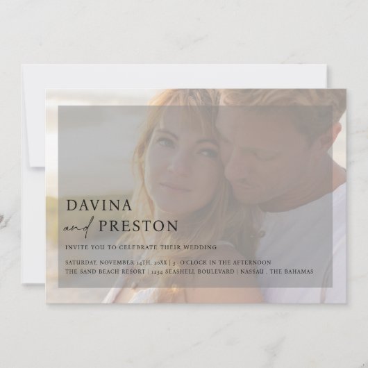 Zeitgenössische Chic Script Horizontal Foto Hochze Einladung (Vorderseite)