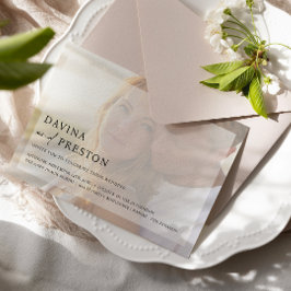 Zeitgenössische Chic Script Horizontal Foto Hochze Einladung