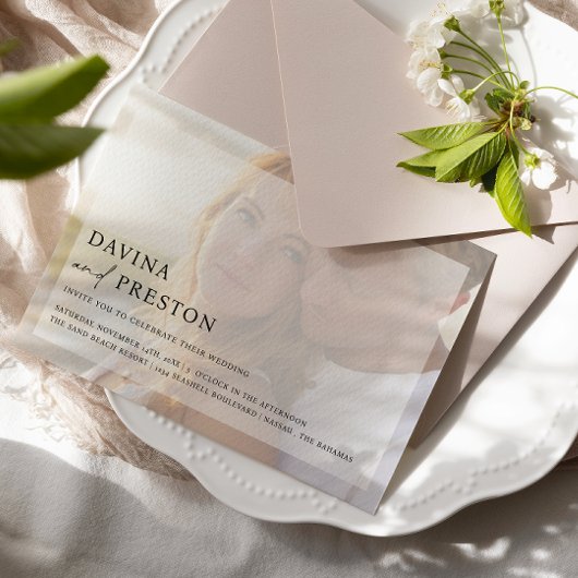 Zeitgenössische Chic Script Horizontal Foto Hochze Einladung