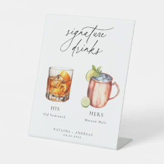 Zeitgenössische Cocktails Signature-Drinks Sockelschild