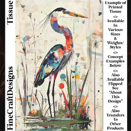 Zeitgenössische Collage Paper Heron BU9R Decoupage Seidenpapier