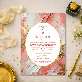 Zeitgenössische Coral Elegance Commitment Zeremoni Einladung