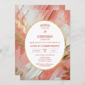 Zeitgenössische Coral Elegance Commitment Zeremoni Einladung (Vorne/Hinten)