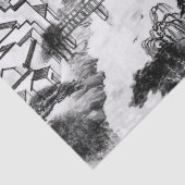 Zeitgenössische Dekoupage der Holzkohlestadt Seidenpapier (Ausschnitt)