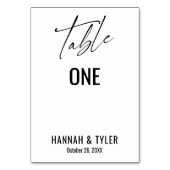 Zeitgenössische einfache elegante Typografie Tischnummer (Rückseite)