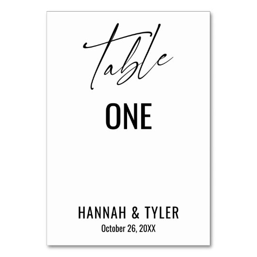 Zeitgenössische einfache elegante Typografie Tischnummer (Vorderseite)