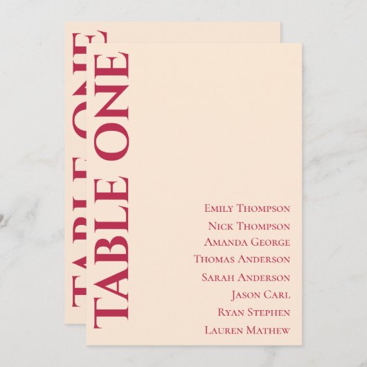 Zeitgenössische elegante Hochzeitstisch-Sitzkarte (Vorne/Hinten)