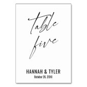 Zeitgenössische elegante Typografie-Tabelle fünf Tischnummer (Rückseite)