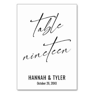 Zeitgenössische elegante Typografie-Tabelle neunze Tischnummer