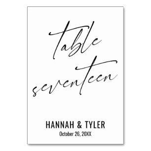 Zeitgenössische elegante Typografie-Tabelle siebze Tischnummer