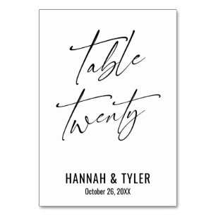 Zeitgenössische elegante Typografie-Tabelle zwanzi Tischnummer