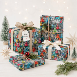 Zeitgenössische farbenfrohe alternative Weihnachts Geschenkpapier Set