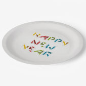 Zeitgenössische, farbenfrohe Silvester Paper Telle Pappteller (Schrägansicht)