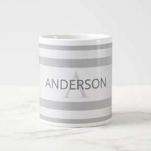 Zeitgenössische Faux-Silber-Ombre-Streifen & Grau Jumbo-Tasse