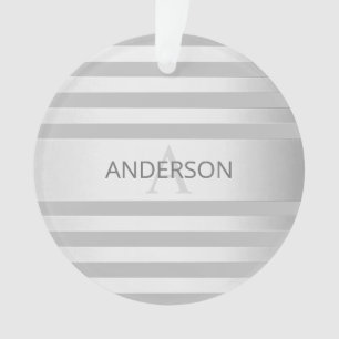 Zeitgenössische Faux-Silber-Ombre-Streifen & Grau Ornament
