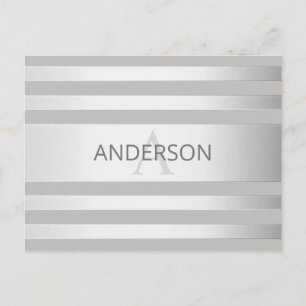 Zeitgenössische Faux-Silber-Ombre-Streifen & Grau Postkarte