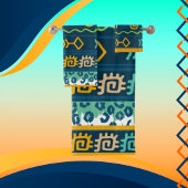 Zeitgenössische Fischgrafik und Geometrie Badhandtuch Set