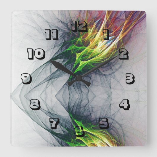 Zeitgenössische Flammen des städtischen Feuers Viv Quadratische Wanduhr (Vorderseite)