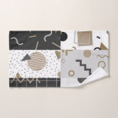 Zeitgenössische Formen Schwarz, Creme, Grau, Braun Badhandtuch Set (Handtuch)