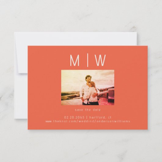 Zeitgenössische Foto-Mandarine Hochzeit speichern  Dankeskarte (Vorderseite)